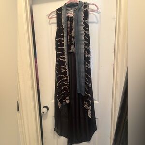 Vocal Tie-Dye Sleeveless Open Front Vest